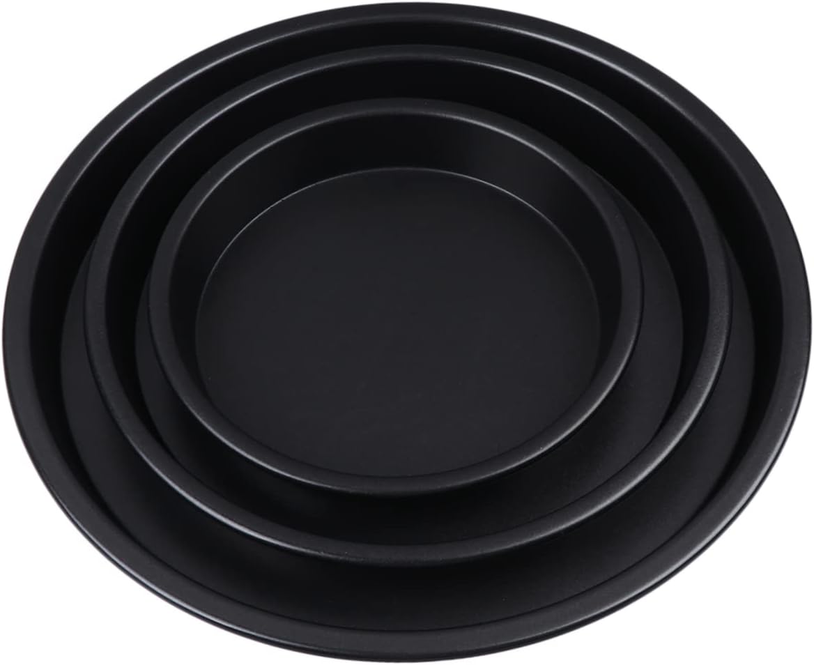 Happyyami 3pcs Non Stick Baking Pan Cake Molds for Home Baking Black for Pudding Cookies and Cakes