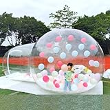 Inflatable Bubble Camping Tent 10ft Commercial Grade Outdoor Clear Dome Camping Cabin Bubble Tent with Blower for DIY Outdoor Backyard Camping (10ft Transparent Tent + 6.6ft Transparent Tunnel)