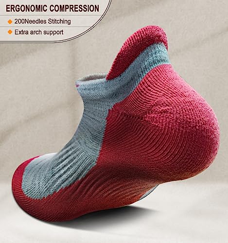 Image of BULLIANT Socks For Women 6Pairs-Womens Athletic Ankle Socks No Show Cushioned for Walking Running-Compression Arch Support