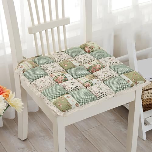 Cómodo cojín para silla de comedor cuadrado con estampado floral de granja rústico 2