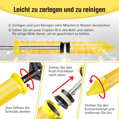 BQHRJG Mörtelspritze 5-in-1 - Mörtelpresse aus ABS-Kunststoff. Betonspritze zum Füllen von Rissen. Fugenpistole wird mit einem Paar Handschuhen geliefert