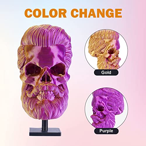 Image of ERYONE Silk Dual Color PLA Filament 3D Printer 1.75mm + /- 0.03mm, Bicolor Filament Two Tone PLA 1KG(2.2lbs) Cardboard Spool, Gold Purple