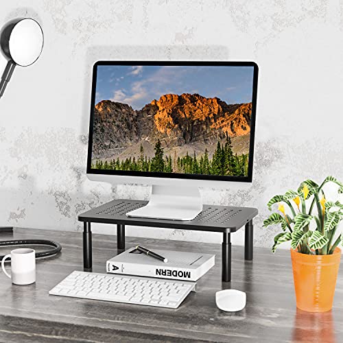 Image of WALI Desk Organizer, 1 Tier Computer Monitor Stand for Desk, Desk Monitor Riser 3 Height Adjustable, Laptop Stand Underneath Storage for Office, Home, School Supplies (STT003), 1 Pack, Black