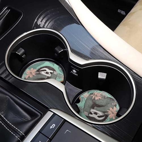 Portavasos para auto animal perezoso verde menta 2.6 pulg 2 piezas miniatura 7