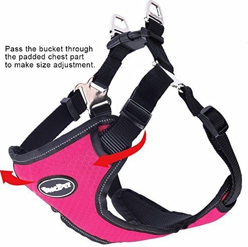 BINGPET No Pull Dog Harness Adjustable Soft Vest Reflective for Outdoor Walking, Pink Extra Large