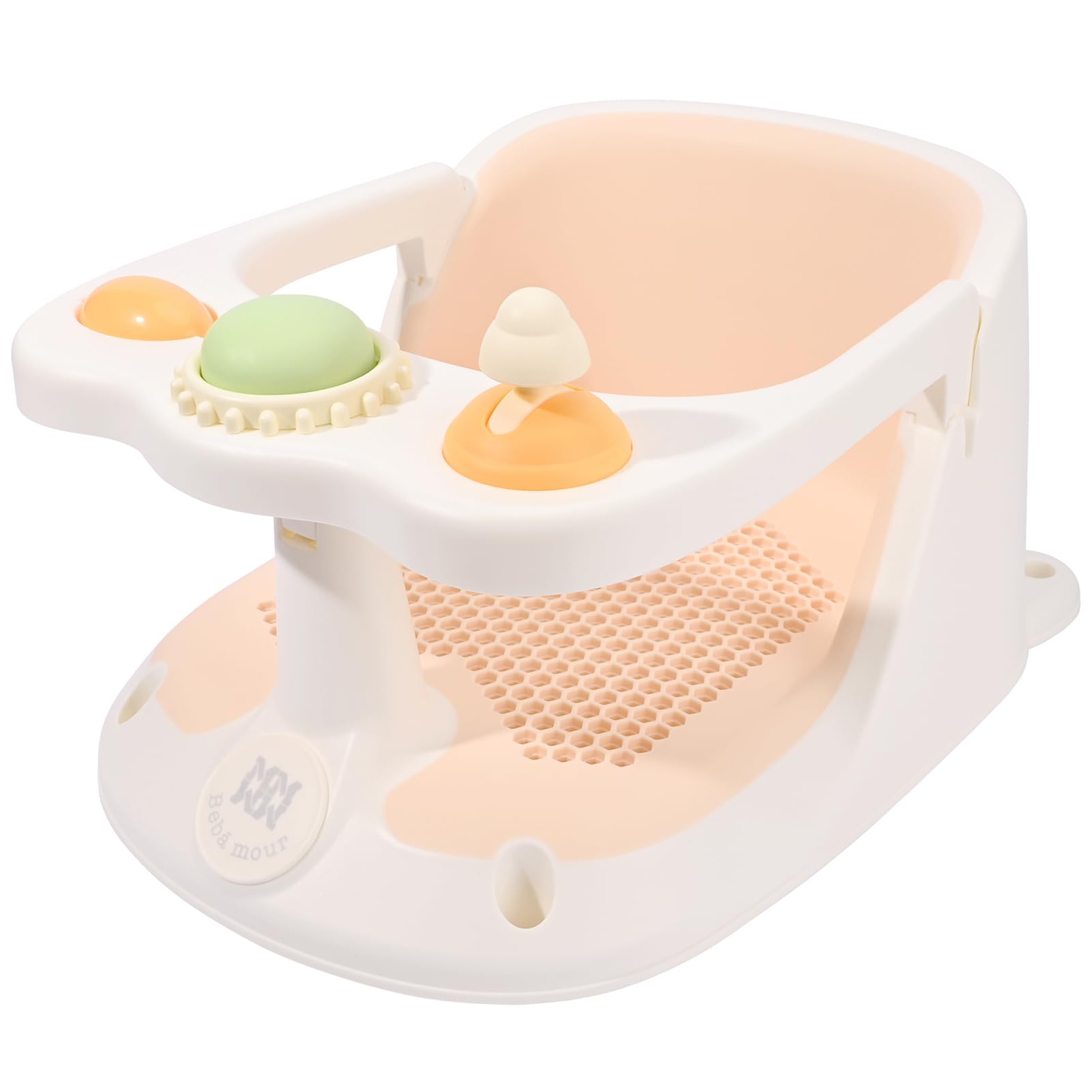 Bebamour Siège de bain bébé 6 mois+ enfant baignoire antidérapante siège de bain bébé avec jouets,A New Pink
