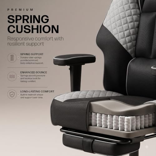 Image of DROGO Majestic Ergonomic Office Chair for Work & Home 400LBS | Big and Tall Boss Chair for Office with High Cushion, Lumbar Support, Padded Armrest, 135 Recline & Footrest,1 Yr Warranty (Black&Grey)