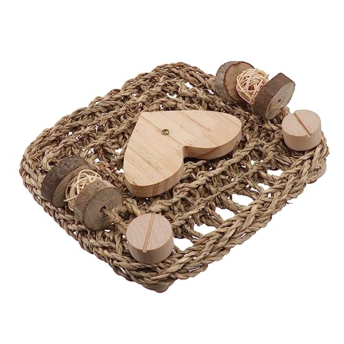 HANABASS Rabbit and Guinea Pig Cage Grass Mat Chewing Toy Natural Woven Hay Mat for Small Pets Indoor Tooth Cleaning and Nesting Accessory