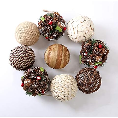 CIR OASES 9pcs Decorative Rattan Balls Cover
