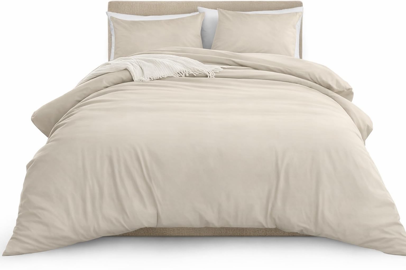 MOONLIGHT20015 King Duvet Cover Set Cream Solid Soft King Bedding Duvet Cover with 2 Matching Pillowcases