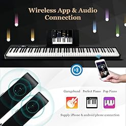 DREAMADE Clavier Électronique Pliable avec 88 Touches, Piano Numérique avec Sac de Rangement et Pupitre, Écran LCD et… - Les Beatles, Paul McCartney, John Lennon, RIngo Starr, George Harrison DREAMADE Clavier Électronique Pliable avec 88 Touches, Piano Numérique avec Sac de Rangement et Pupitre, Écran LCD et… – Image 3