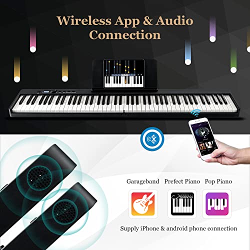 DREAMADE Clavier Électronique Pliable avec 88 Touches, Piano Numérique avec Sac de Rangement et Pupitre, Écran LCD et… - Les Beatles, Paul McCartney, John Lennon, RIngo Starr, George Harrison DREAMADE Clavier Électronique Pliable avec 88 Touches, Piano Numérique avec Sac de Rangement et Pupitre, Écran LCD et… – Image 4