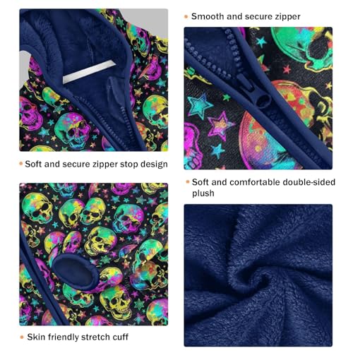 Skull Boys Fleece Coat,Children's Zip-Up Hoodie Jacket,Baby Warm Fashion Outerwear 3-10T,A1133303