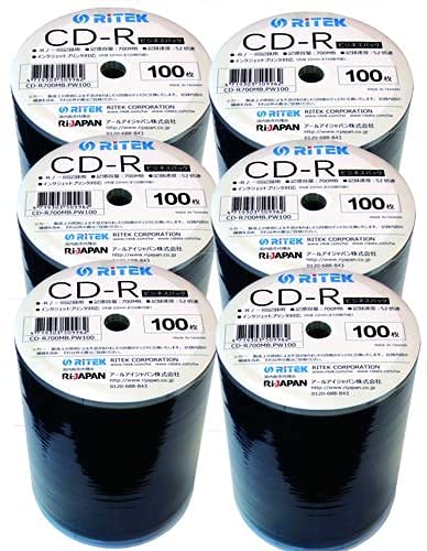 【6個セット】CD-R cd-r 700mb 記録用 600枚(100枚シュリンクパック×6個)業務用 ビジネスパック CD-R700MB.PW100 RiTEK