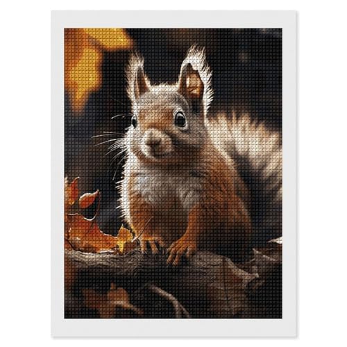 Peinture diamant écureuil 5D anti-stress : apprenez facilement le diamond painting avec ce kit
