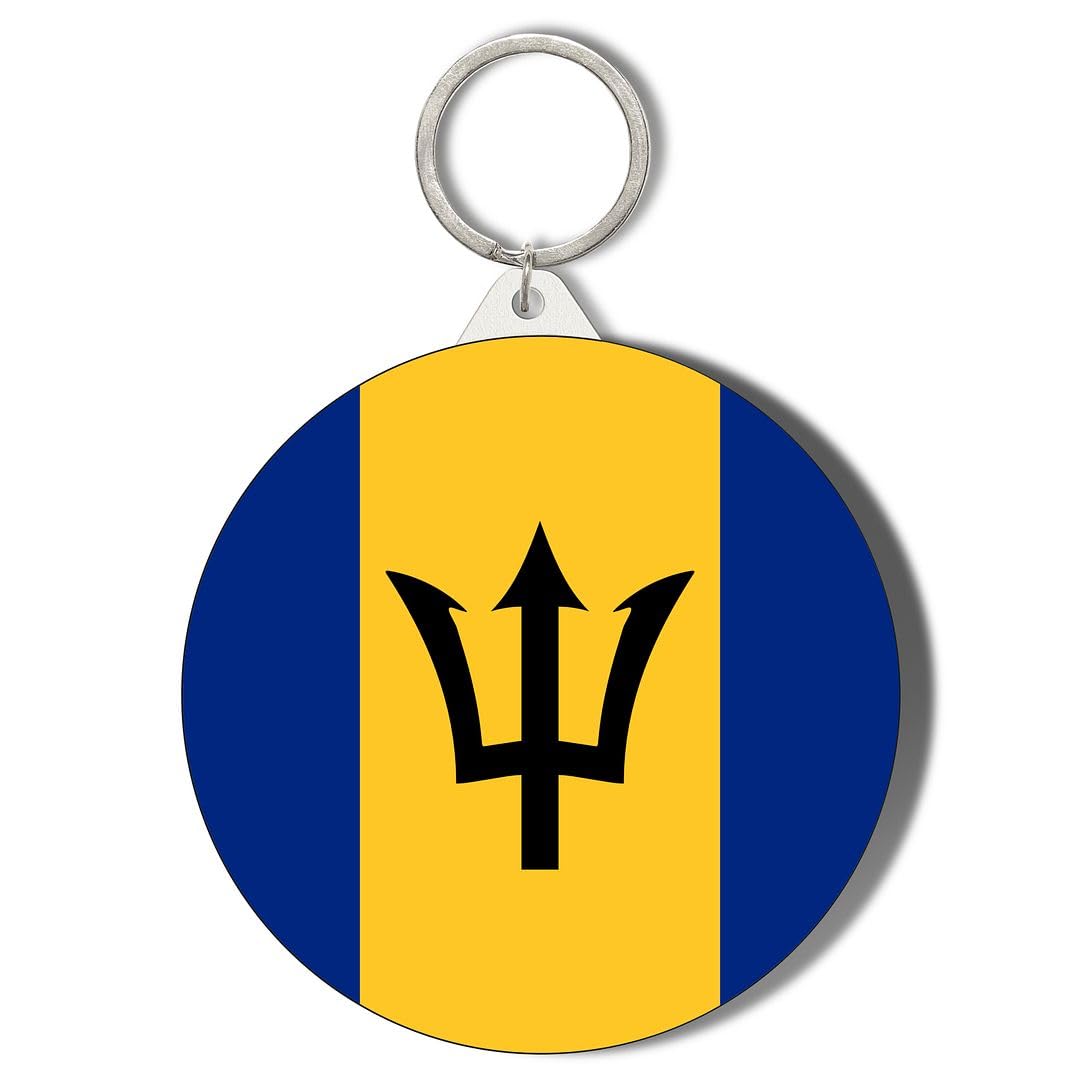Gift Insanity White Barbados Flag Short Chain Keyring Bottle Opener