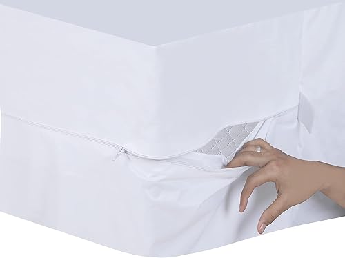 Miniatura 5 de Feather & Stitch Bedding - Funda de colchón con cremallera, 100% impermeable y a prueba de chinches, absorbente, funda de colchón de seis lados