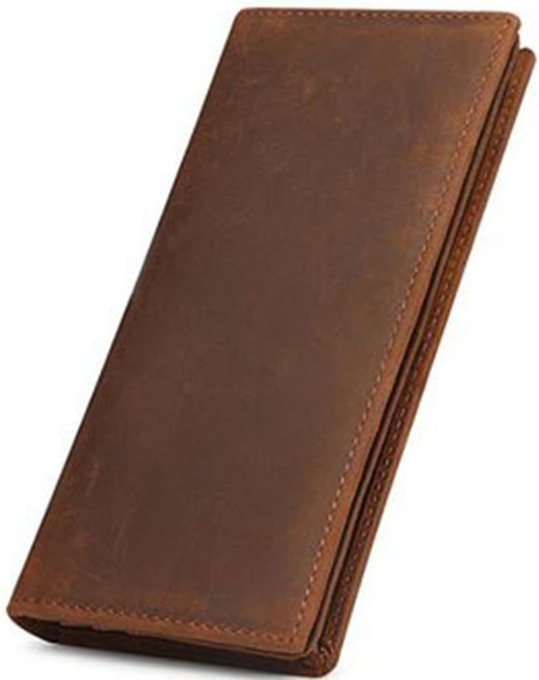 Nbsameng Men's Vintage Purse Genuine Leather Mens Business Long Bifold Wallet MultiCard Purse (brown)