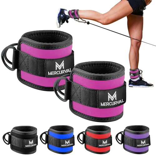 MERCURYAL Pack 2 Tobilleras Poleas Gym - Tobillera para Polea Acolchado para Mujeres y Hombres - Correa Tobillos Gym para Máquina de Cable Fitness y Gimnasio (Rosa)