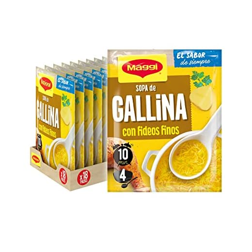 MAGGI Sopa de Gallina con Fideos Finos - Pack de 18 x 68g (4 raciones por sobre)