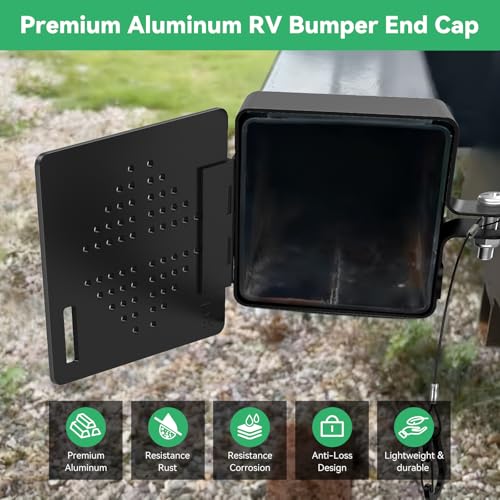 Image of 4x4 RV Bumper End Caps, Aluminum Vented Hinged Door, 2 Pack