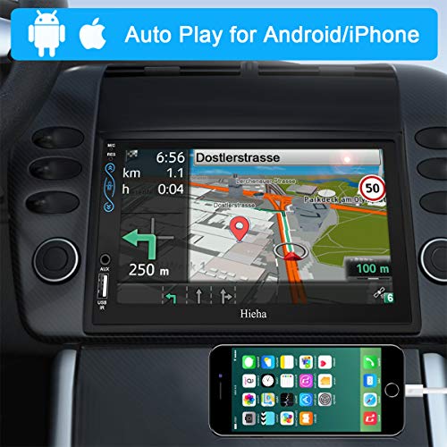 Hieha 7 in Car Stereo Compatible with Apple CarPlay and Android Auto, Double Din Standard Universal Touch Screen Car FM/AM Radio Receiver, MP5 Player with Bluetooth Rear View Camera - Thumbnail 3