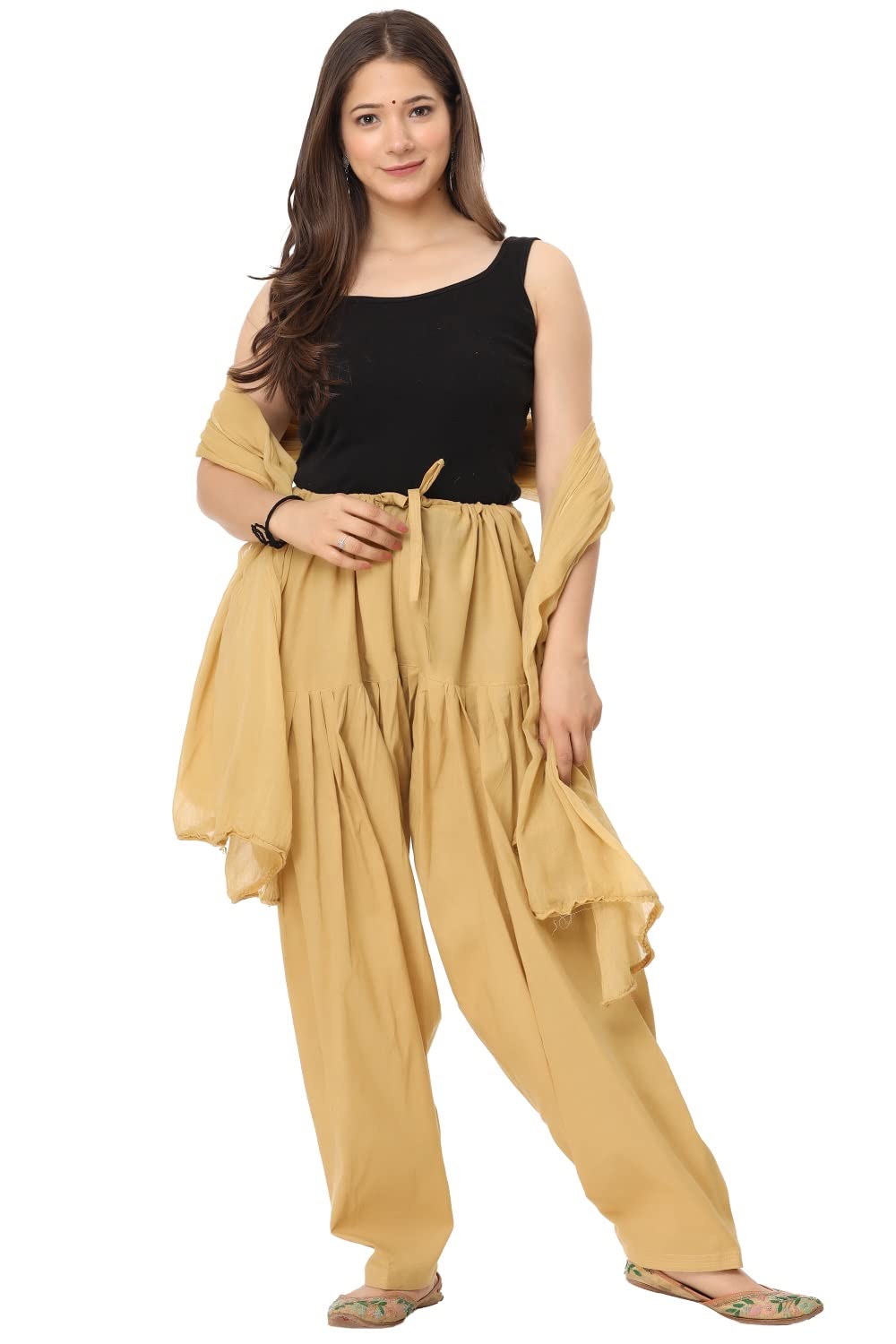 endfashion Woman's Plain Cotton SEMI Patiala Salwar with Dupatta Free Size || Patiala || Semi Patiala || Patiala with Dupatta || Patiala Pants ||-picture-24