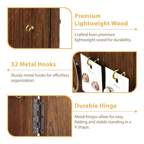 image for MOOCA Wooden Space Saving Foldable and Portable Jewelry Display Stand 