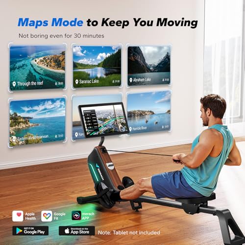 Image of MERACH Rowing Machines for Home, Powerful Electromagnetic Row Machine with 51.2 inch Extended Rail, 16-Level Handle Resistance Adjustment Rower, 350 LBS Load Capacity, Ergonomic Comfort Seat, Easy Storage