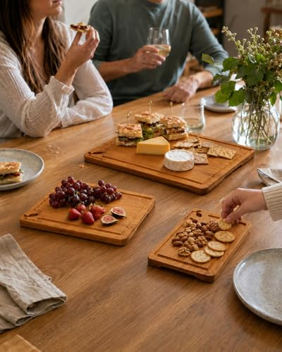 Cutting Board Set with Holder Bamboo Cutting Boards for Kitchen Set Of 3 - Image 4