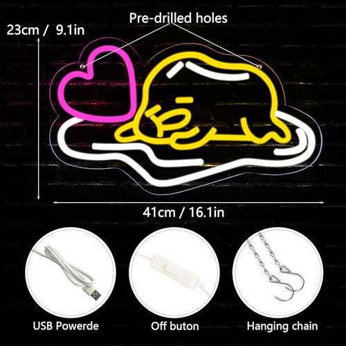 Image of Balanar Lazy Egg Neon Sign,Japanese Lazy Egg Neon Sign,Gudetama Lazy Egg LED Light Sign for Wall Decor for Bedroom And Game Room Decoration,SquishMe Yolk Anime Light,Kids Teens Birthday Gifts