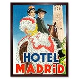Wee Blue Coo Advert Travel Andalusia Hotel Madrid Seville Spain Flamenco Art Print Framed Poster Wall Decor 12X16 Inch