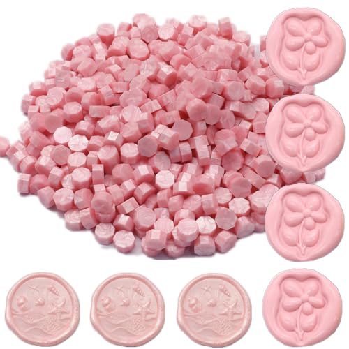 Pearl Pink Wax Seal Beads Set - 400pcs Octagon Sealing Beads for Wax Seal Stamp, Gift Wrapping &amp; Letter Sealing