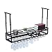 OLDRAINBOW Hanging Wine Glass Rack Ceiling for Bar Restaurants,47.2in Adjustable Metal Wine Glass Holder,Industrial Iron Wine Shelf Wall Mounted(Black)
