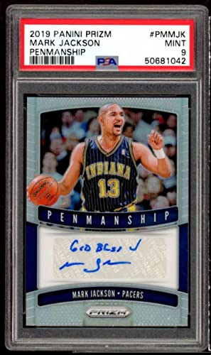 Mark Jackson Card 2019-20 Panini Prizm Penmanship Silver Prizm PM-MJK PSA 9
