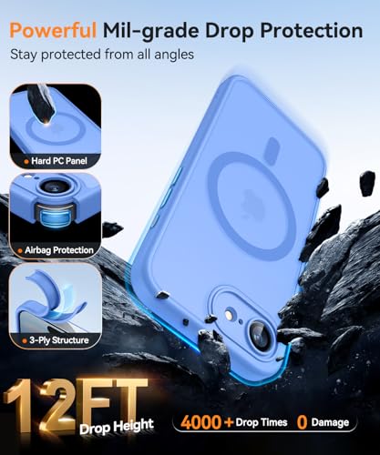 Image of CANSHN Magnetic for iPhone 17e / 16e Case, Upgraded [Full Camera Protection] [Compatible with Magsafe] [Translucent Matte] Shockproof Protective Phone Case for iPhone 17e / 16e - Ultramarine
