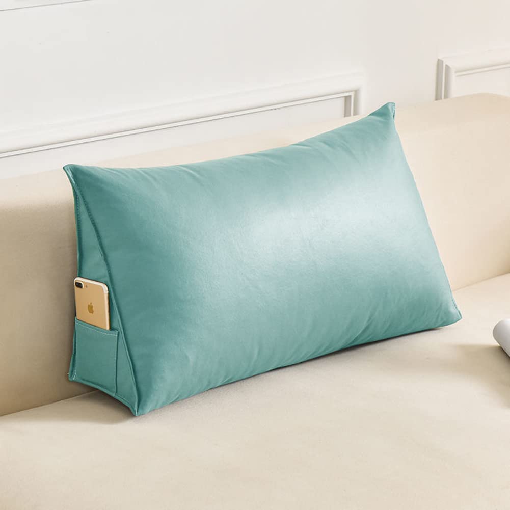 YUR Luxurious Triangle Sofa Back Cushion for Bed Reading Pillow,Waterproof Faux Leather Cover,Large Waist Support Pillow Backrest Support