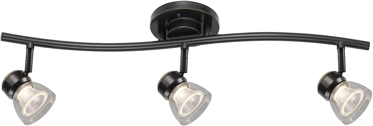 3-Light Fixed LED Track Lighting Kit Dark Bronze Finished Clear Acrylic Shades A83L-DB-CLR (Dark Bronze/Clear)