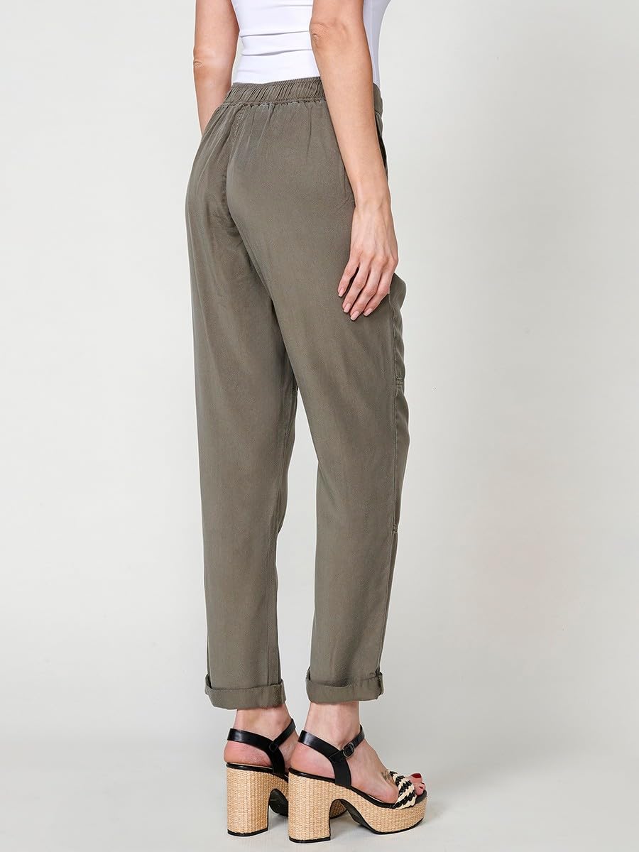Koroshi Pantalón Mujer Jogger de Lyocell con Cenefa Bordada 2512PT89