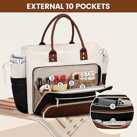 Image of Bayne Large Size Tote Bag with Lunch Compartment | Laptop Bags for Women Office Use | Waterproof Handbag for Women | Elegant Office Bag for Woman | Tote Bag for Woman | 13 inch Laptops