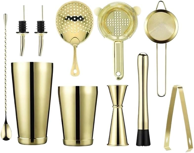 Professional 750ml 600ml Boston Cocktail Shaker Set With 5pcs Stainless Steel Bar Tools Jigger(Silver)