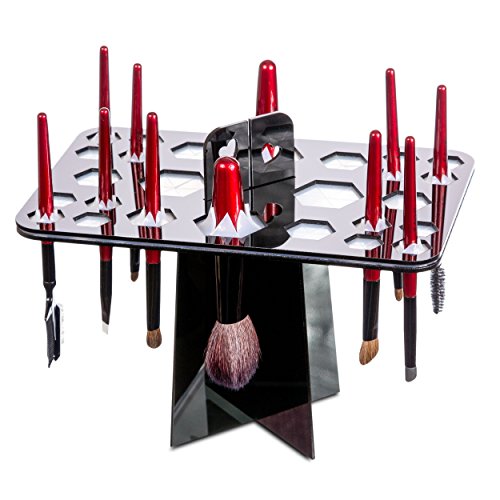 CosmoSpa Acrylic Makeup Brush Holder & Rack for Air Drying Cosmetic Brushes