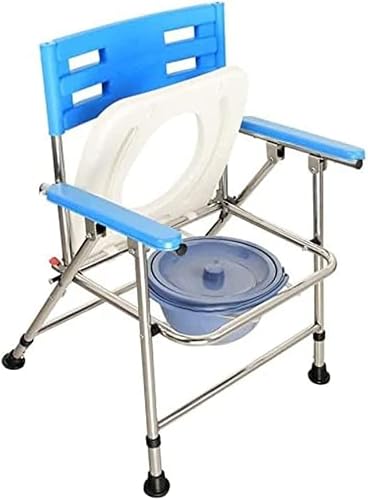 BHGFYXBS Folding Lightweight Commode Folding Bedside Commodes Chair,Non-Slip Shower Chair,Portable Camping Toilet Chair,Height Adjustable,Convenient Toilet Alternative Commode Toi