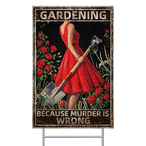 EnjoyView Funny Garden Sign with H Stake 12"x18" Corrugated Plastic