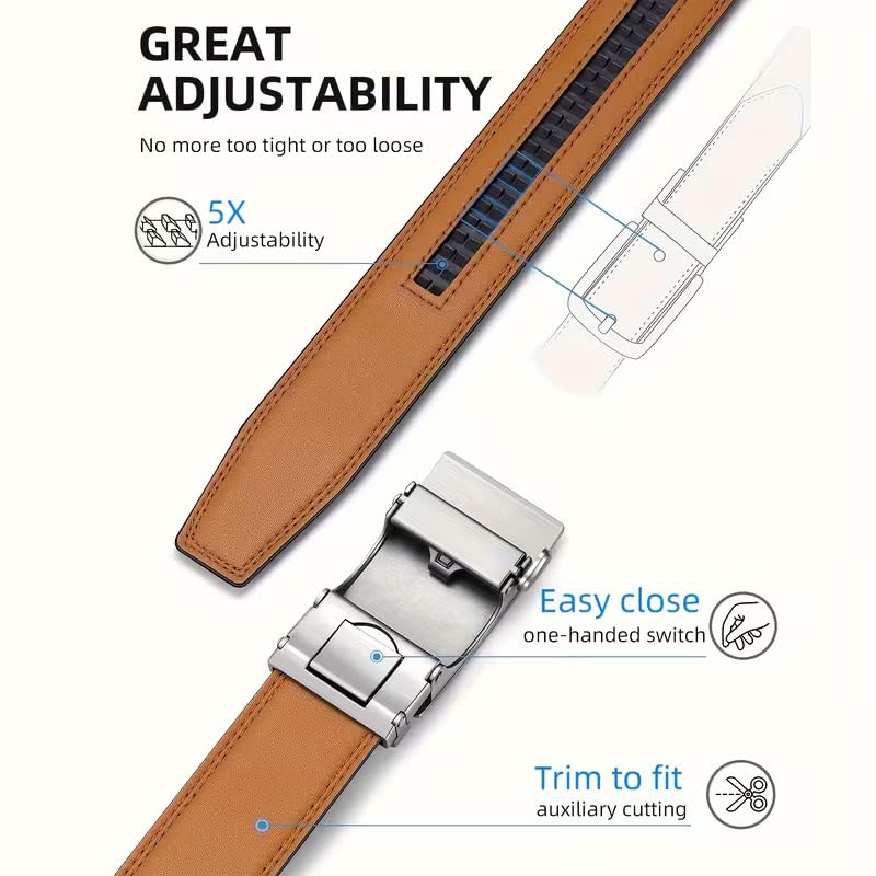 Image of WildHorn Men's Genuine Leather Belt for Men| Premium Auto-Lock Buckle | Adjustable up to 48 inch | Formal & Casual Wear | Micro-Adjust Fit | Stylish Gift Box Included
