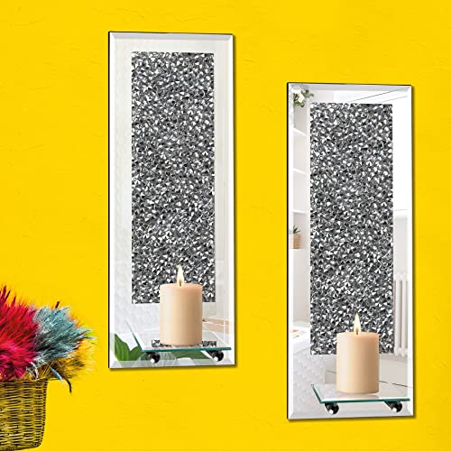 Phore Wall Candle Sconces Set Of 2 Crystal Crush Diamond Mirrored Candle Holder Wall Decorations For Living Room, Dining Room, Bedroom & Bathroom #TOP1