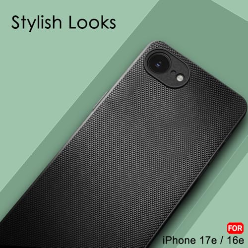 Image of TheGiftKart for iPhone 16e / iPhone 17e Case, Fabric Texture Back Cover, Slim & Lightweight, Ultra-Premium Design, Camera Protection Bump, Hybrid Slim Back Cover Case (PC & TPU, Black)