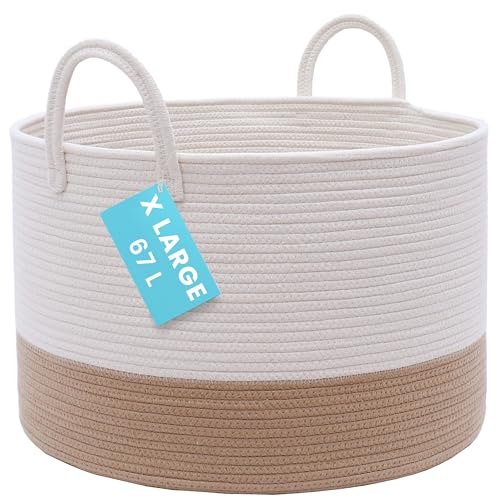 OrganiHaus Large Woven Storage Basket for Blankets and Toys 20