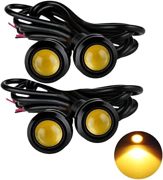 Eagle Eye LED Lights, DIY Ultra Thin 18mm Indicator Marker Light Daytime Running Lights DRL Tail Lights Fog Light Backup Light for Car Motor Motorcycle Truck Boat BK Shell-Yellow,4PCS