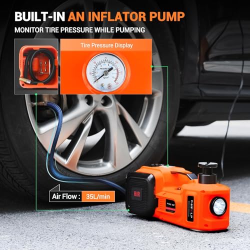 Image of E-HEELP Electric Car Jack, 5 Ton /11023 LBS Hydraulic Jack Lift with Built-in Inflatable Pump and LED Light